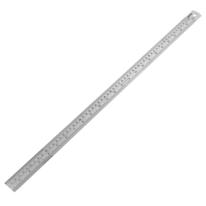 Stainless Steel Metal Rulers - 24 Inch Straight Edge Rulers With Inch And Metric Graduations For School Office Engineering Woodworking - Flexible Ruler With Non-Slip Base