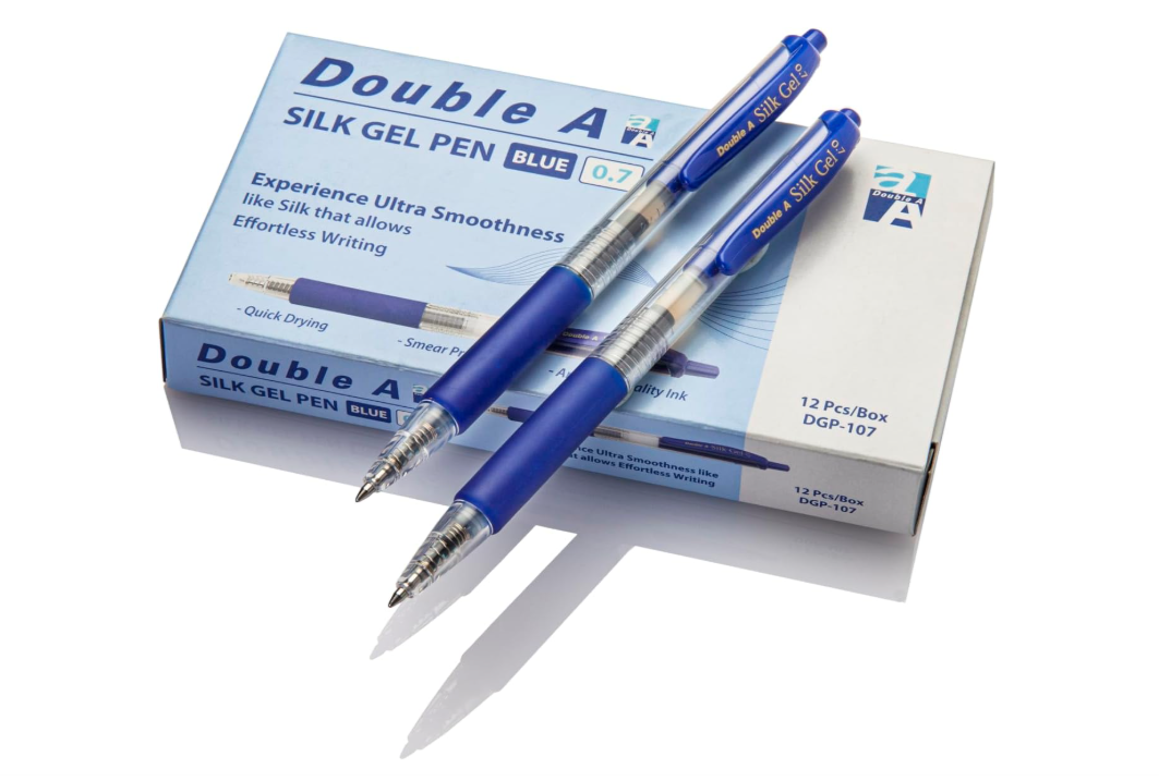 Double A Silk Gel Pen 12-Pieces Set, 0.7 mm Tip Size, Blue
