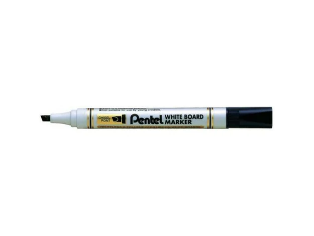 Pentel MW86 Chisel Tip White Board Marker - Black (12pcs/box)