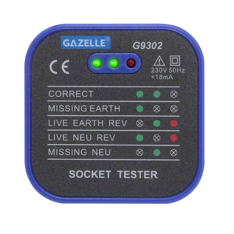 GAZELLE G9302 13A SOCKET TESTER, 250V AC