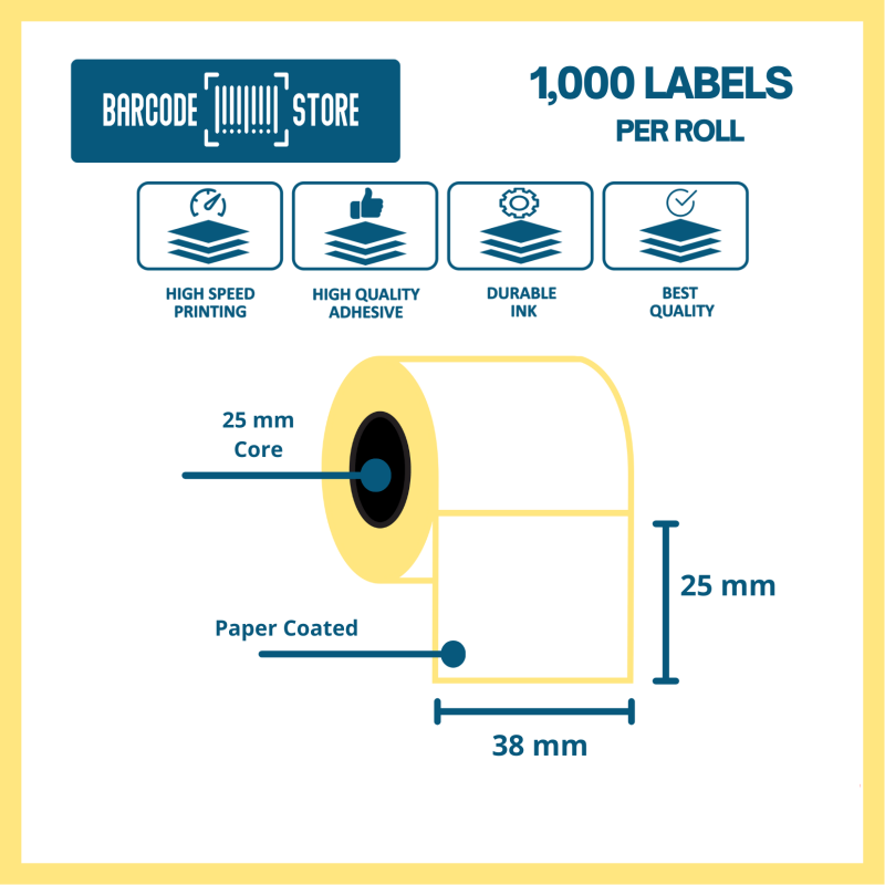 Direct Thermal Cargo Labels 38mm x 25mm x 1000 labels per roll