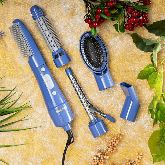 Geepas 6-In-1 Hair Styler 750W - Straighter, Volumizer - Hot Air Brush With 2 Speed Settings, Overheat Protection, 360° Swivel Cord & Cool Function - Multi-Functional Salon Hair Styler | 2 Years Warra