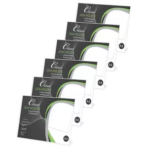 FIS L-Shape Slanted Signholder Landscape,A4 Clear Pack of 6 Pieces -FSNA1302-6