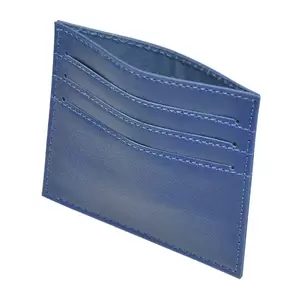 FIS Italian PU Soft Cover Stiched Slim Wallet Polyurethane For Unisex, Top Side open 6 ID Card Pockets, Size 8 x 10.5 cm, Blue Colour - FSPQSW02