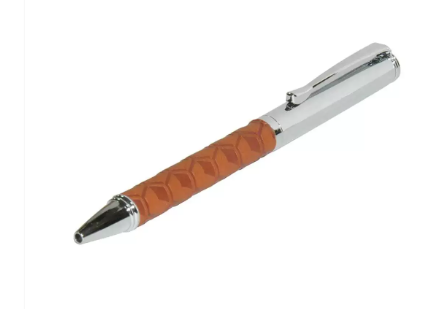FIS Silver Pens with Embossed Italian PU Wrapper and Gift Box, Brown Colour - FSPNSPUBRD3