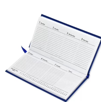 Fis 2024 Slim English Diary Vinyl Hard Cover Blue -FSDI51E24BL