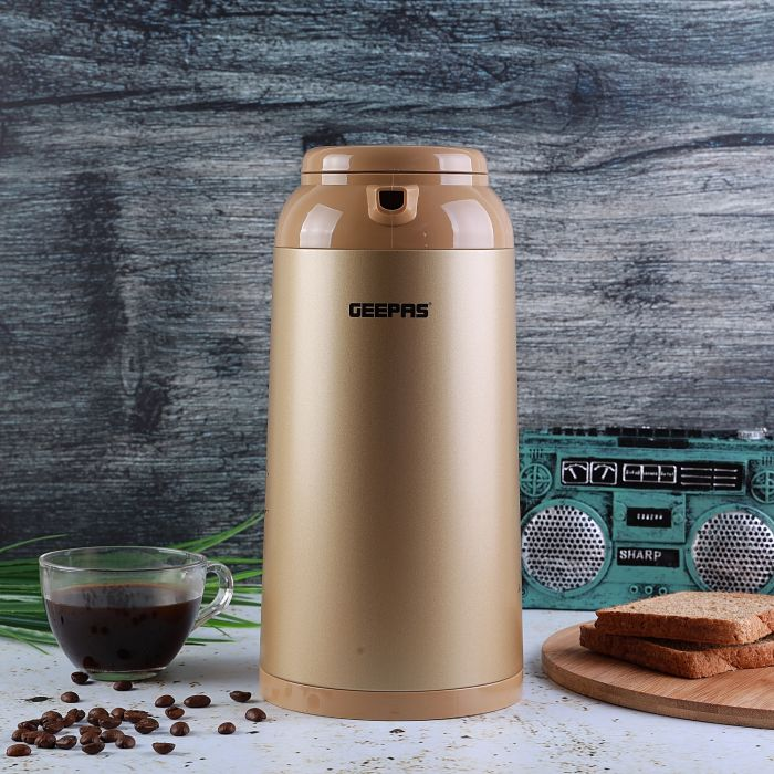 Geepas 1.9L Hot & Cold Vacuum Flask - Double Walled Stainless Steel For Tea, Coffee, Hot & Cold Drinks | 24 Hour Heat/Cold Retention | 2 Years Warranty