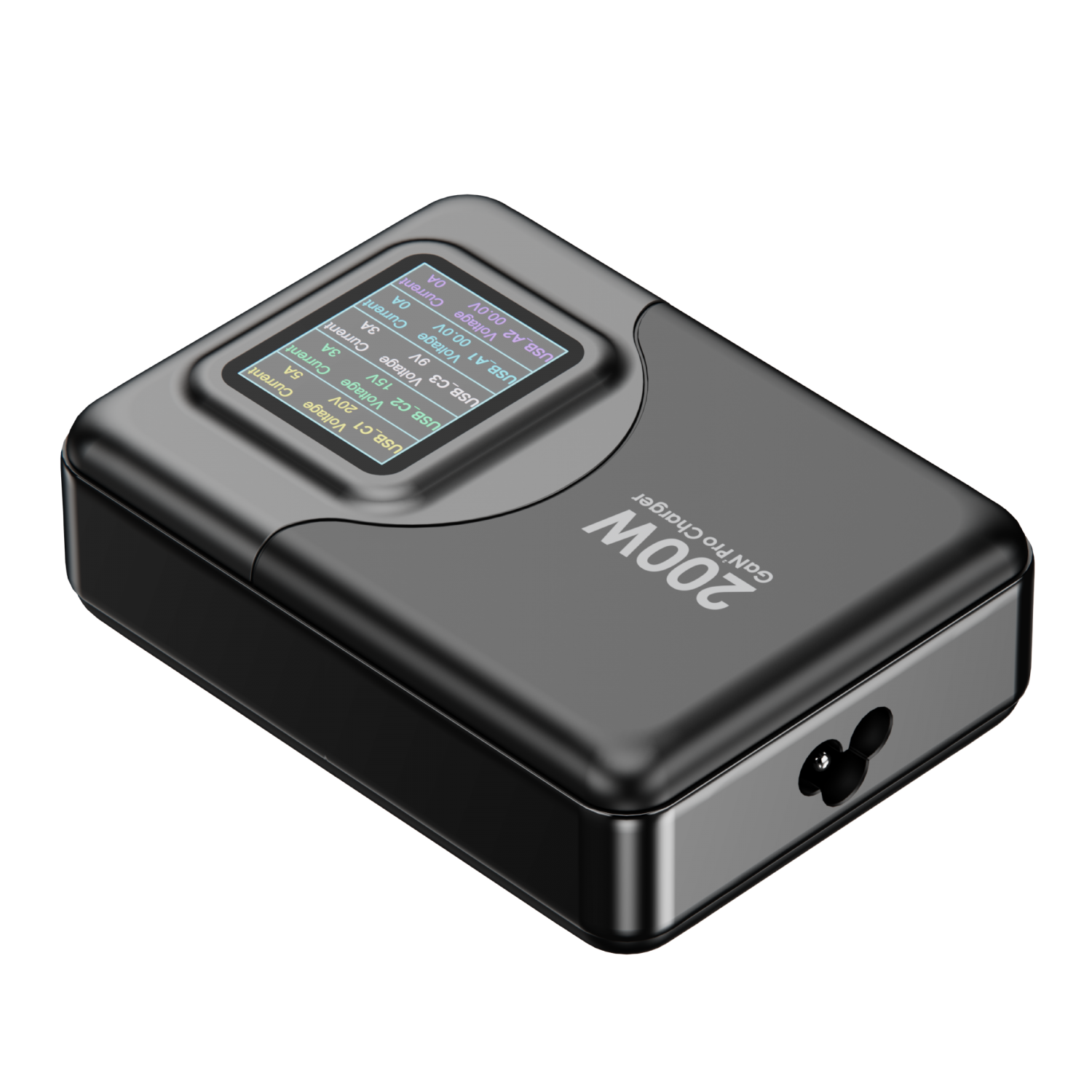 Powerology 200W GaN Smart Terminal With Display (3 PD Port + 2 Q.C Port) - Black