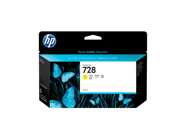 HP 728 Yellow DesignJet Ink Cartridge, 130ml