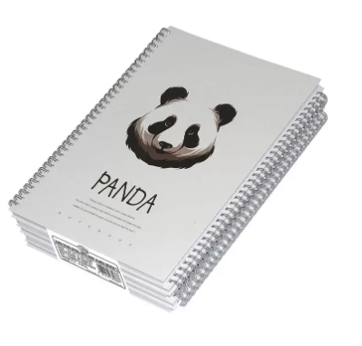 FIS Pack Of 5 Spiral Hard Cover Notebook, 96 Sheets A4 Panda Design 7 -FSNBSHCA496-PAN7