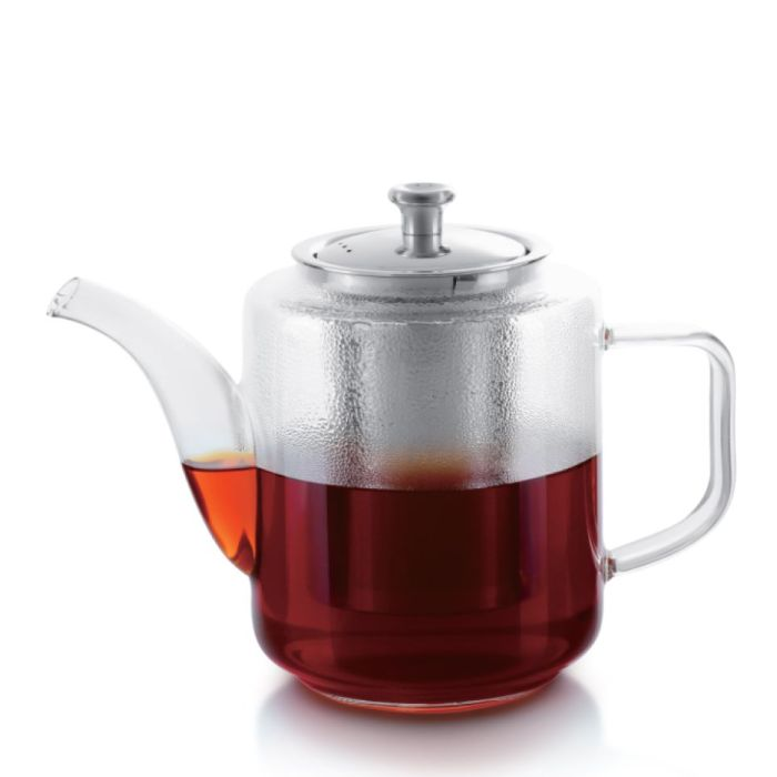 Royalford RF8262 Glass Tea Pot With Stainless Steel Strainer - 960ML, Detachable Infuser, Ideal For Tea, Coffee, Milk, Herbal Tea, Flower Tea, And More