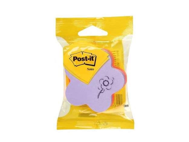 3M Post-It 2007F Flower, 3 Neon Colors, 70mmx70mm, 225 Sheets-Pad