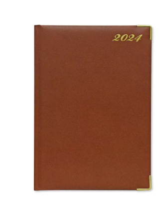 FIS A4 Diary 2024 English (Golden Corners) Brown - FSDI42E24BR