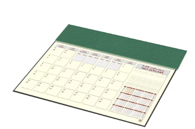 FIS Year Planner 2023 (Arabic/English) with PVC Desk Blotter and Italian PU Flap, Green - FSDKPAE23GR