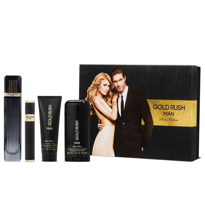 PARIS HILTON GOLD RUSH MAN (M) SET EDT 100ML + EDT 15ML + HAIR & BW 90ML + DEODORANT STICK 78G