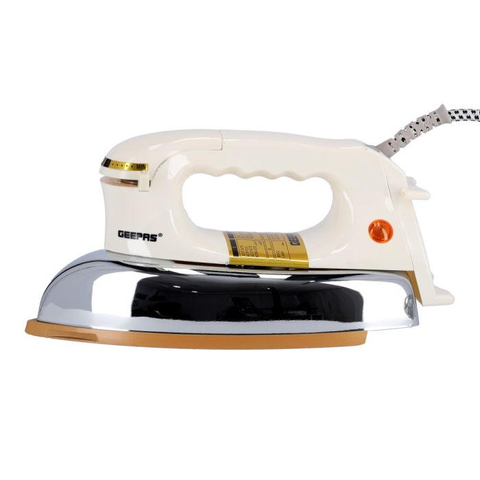 GEEPAS 1200W Heavy Weight Dry Iron – Non-Stick Coating, Temperature Control, Stainless Steel, 7-Yr Warranty