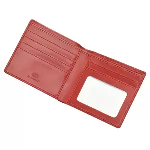 FIS Italian PU Bifold Design Wallets Polyurethane For Men, ID Card Window, 6 Card Slots, 2 Sideways Pockets, Divided Bill Compartments, Maroon Colour, Closed Size 100 x 105 mm - FSPQMRD5