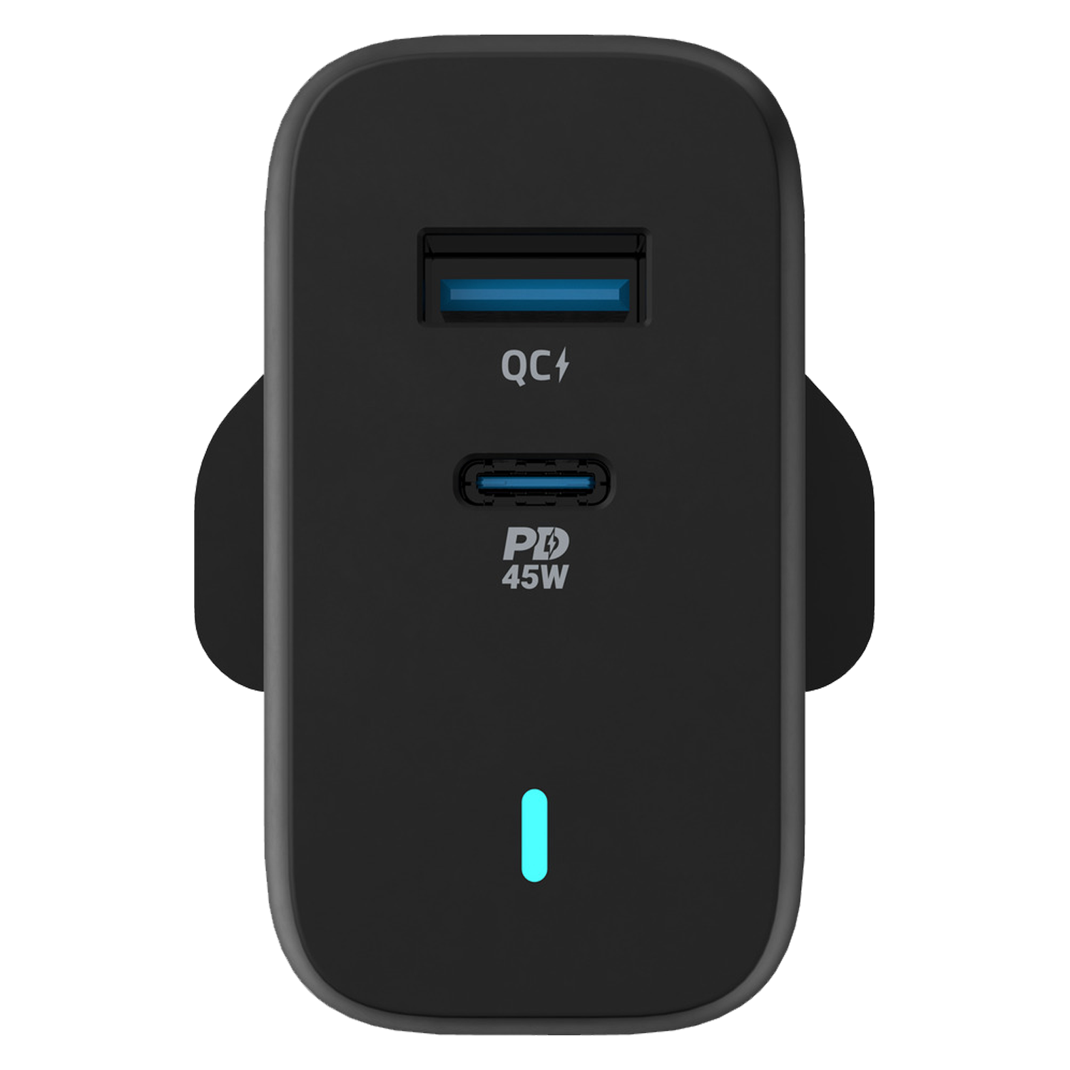 Powerology Dual Port Ultra-Quick GaN Charger QC3.0 + PD 45W - Black