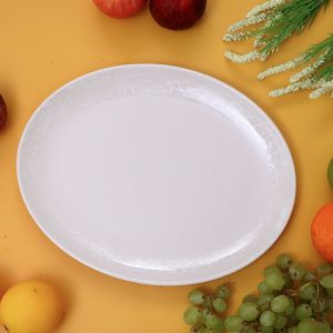 Royalford Melamine Oval Plate - Melamine - White - 16 INCH