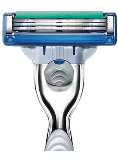 2-Piece Blade, Set With Mach3 ,Turbo Razor, Handle Blue/Silver