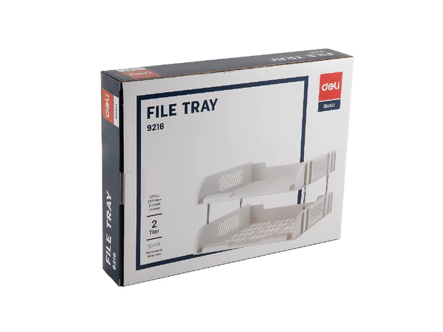 DELI 2 Tier Plastic Document Tray Grey