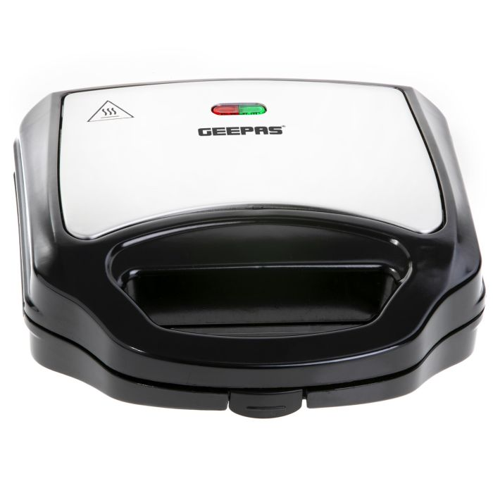 Geepas GSM36502UK 700W 2 Slice Sandwich Maker - Cooks Delicious Crispy Sandwiches - Cool Touch Handle, Automatic Temperature Control And Non-Stick Plate - Breakfast Sandwiches & Cheese Snack | 2 Years