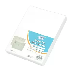 FIS Italian PU Soft Cover Stiched Slim Wallet Polyurethane For Unisex, Top Side open 6 ID Card Pockets, Size 8 x 10.5 cm, Grey Colour - FSPQSW06