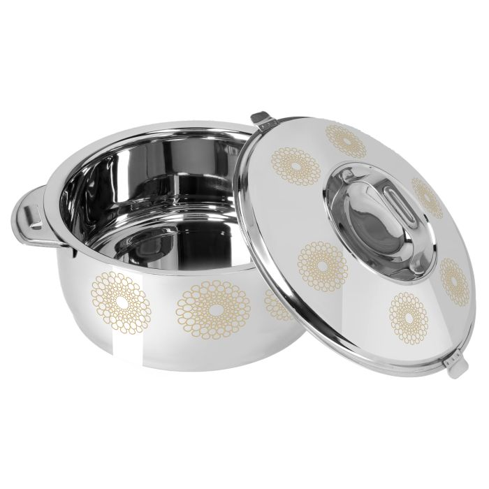 Royalford Salwa Double Wall Stainless Steel Hot Pot 4000ML - Portable Extra Deep Hot Pot | Serving Dishes With Lids | Twist Lock | Hot Food Storage & Warmers Pots| Storage Saver For Everyday Use