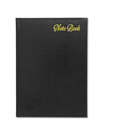 FIS Golden Notebook Bonded Leather, Size A5, Italian Ivory Paper, 70 GSM, 196 Pages, 8 mm Ruled, Hard Cover, Gold Gilded Edges, Colour Black - FSNBHCA5GIVBLBK