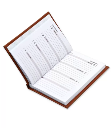 Fis 2023 Pocket Diary English Vinyl 1 Side Padded Week View Brown -FSDI12E23BR