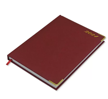 FIS Agenda Diary 2024 (English) 1-Side Padded, Gold Corners, Maroon - FSDI75EVG24M