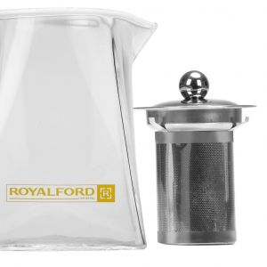 Royalford 550 Ml Glass Tea Pot Lid & Strainer - Glass - Clear