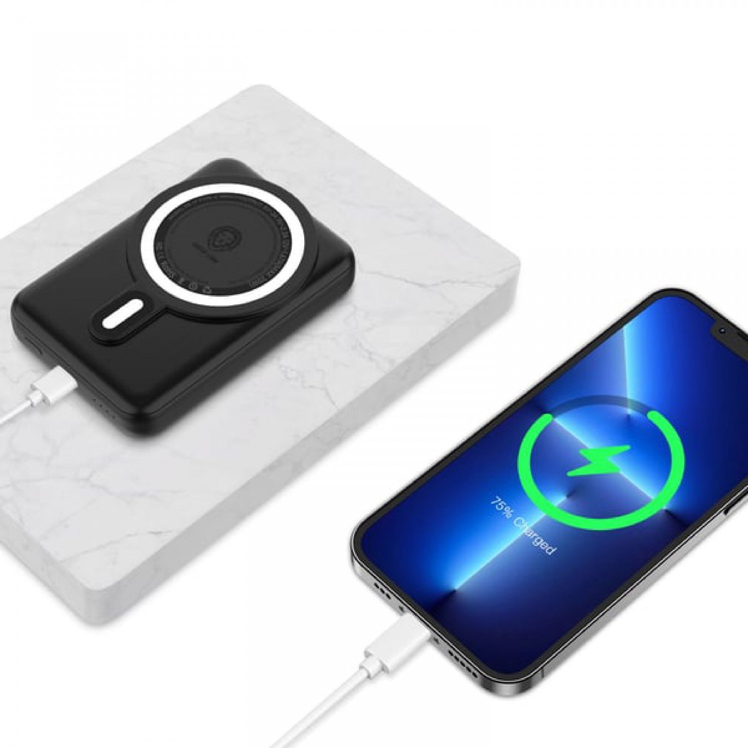 Green Compact Magsafe Powerbank 10000mAh 15W PD 20W with Kick Stand - Black