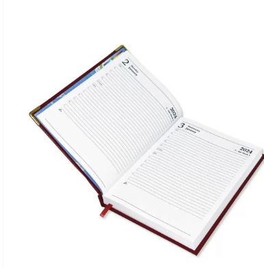 Fis 2024 A5 Diary,Gold Corners,English Vinyl 1Side Padded Maroon -FSDI22E24MR