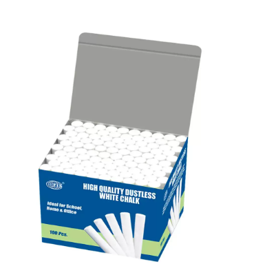 Fis Dustless White Chalks, Box Of 100 Pieces