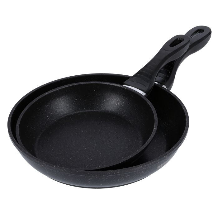Royalford RF9857 2Pcs Aluminium Fry Pan Set With Durable Granite Coating - High-Quality Die-Cast Aluminium Construction, Non-Stick Pans For Gas, Induction & Ceramic Hobs | PFOA & PTFE Free | Thick Bot