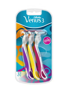 Gillette ,Venus3 Disposable Razors, Pack of 3 Multicolour
