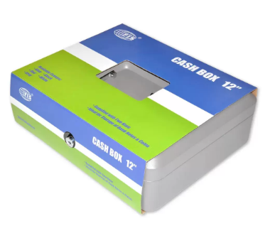 FIS Cash Box with Key 12 Inch, Matt Finish Grey Color - FSCPTS0019GY