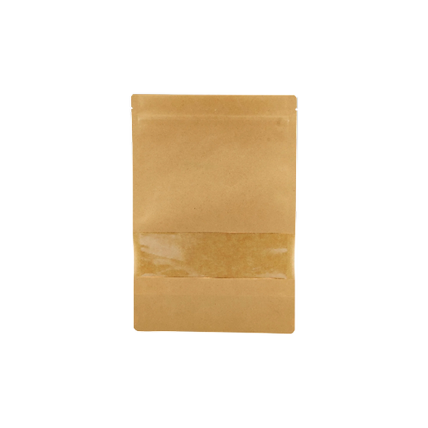 Kraft Brown Resealable Paper Bag With Window 50 Pieces 18x26x4 Cm