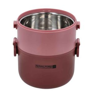 Royalford Double Layer Round Lunch Box - Stainless Steel - 1600 ML