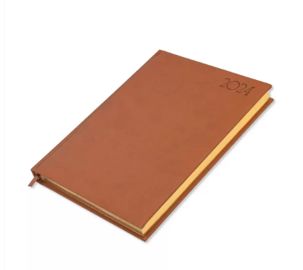 FIS Executive Diary 2024 (English) 1-Side Padded with Gilding, Brown - FSDI88EPG24BR