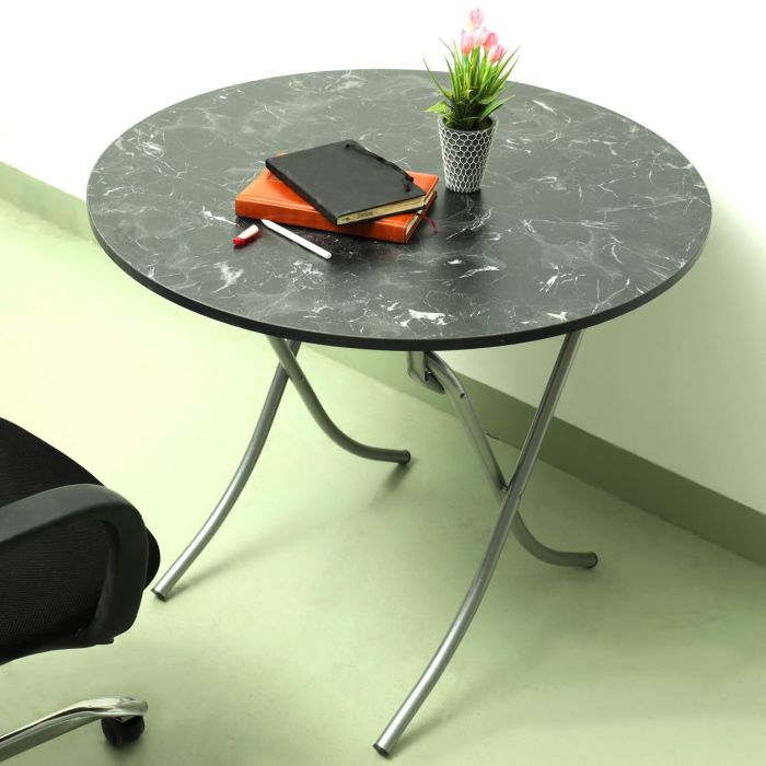 Round Table, 90cm Marble Design Portable Table, RF10989 | Round Kitchen Dining Table | Modern Small Coffee Table Living Room Accent Table With Metal Legs