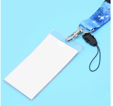 FIS Bag of 1 Fancy Lanyard With Metal Hook Width:2.5CM, Length:90CM with Transperent Name Badge 62x102 MM Light Blue Color -FSNAF5-1
