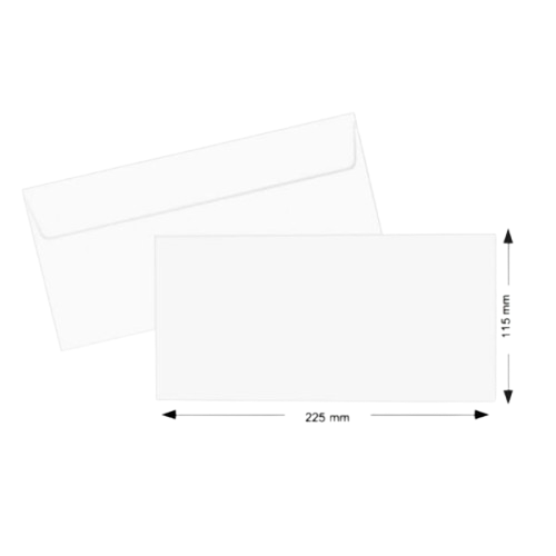 Paper Pouch Envelope (D/L Size) 115x225mm White 100GSM 250 Pieces