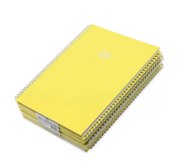 FIS Pack of 5 PP Spiral Hard Cover Note Book A4, Single Line, 100 Sheets, Yellow -FSNBSA4SLIPPYL