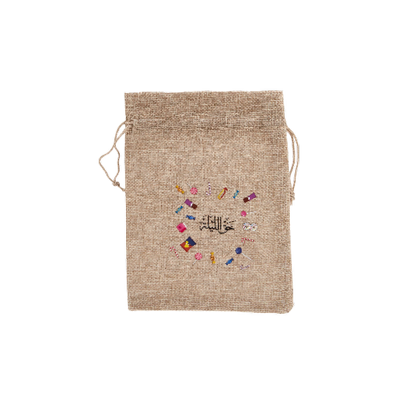 Ramadan Theme Printed Jute Bag 15x20 Cm 6 Pieces