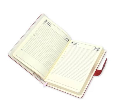 Fis 2024 A5 Diary English Vinyl Hard Sewn Cover Pink -FSDI80E24PI