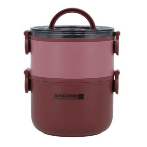 Royalford Double Layer Round Lunch Box - Stainless Steel - 1600 ML