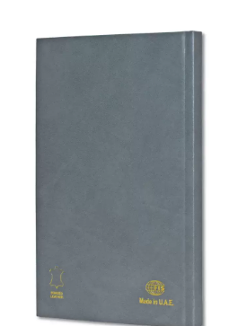 FIS Notebook Bonded Leather, Size A5, Italian Ivory Paper, 70 GSM, 196 Pages, 8 mm Ruled, 1 Side Padded Cover, Colour Grey - FSNB1SA5IVBLGY