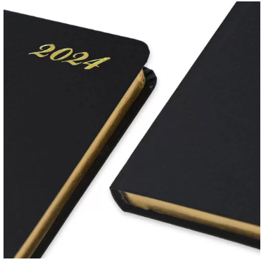 FIS Golden Bonded Leather Pocket Diary 2024 (English) Black - FSDI10EGB24BK